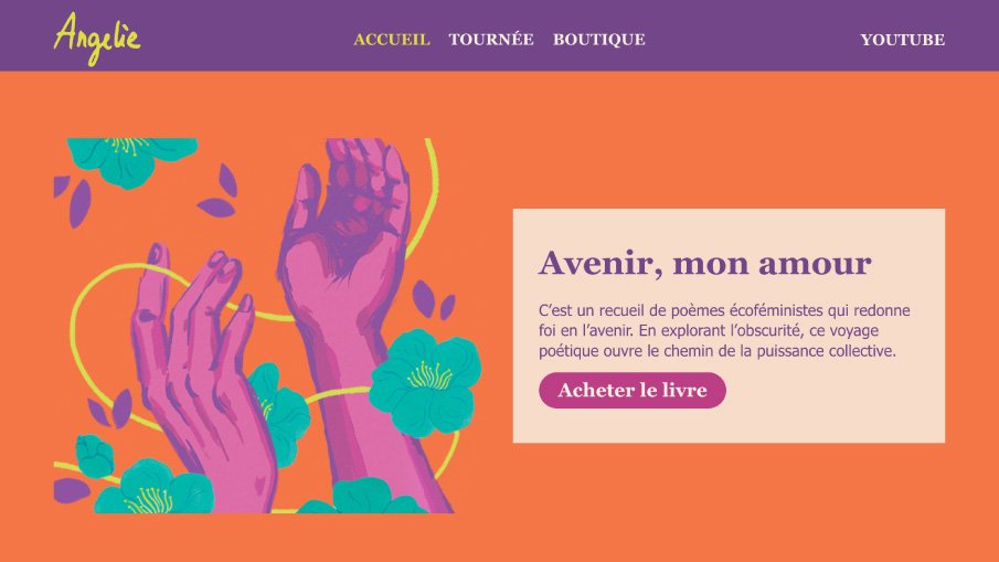 Aperçu du site d'Angelie, poétesse éco-féministe