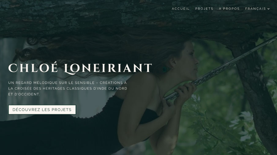 Aperçu du site web éco-conçu de Chloé Loneiriant, musicienne engagée