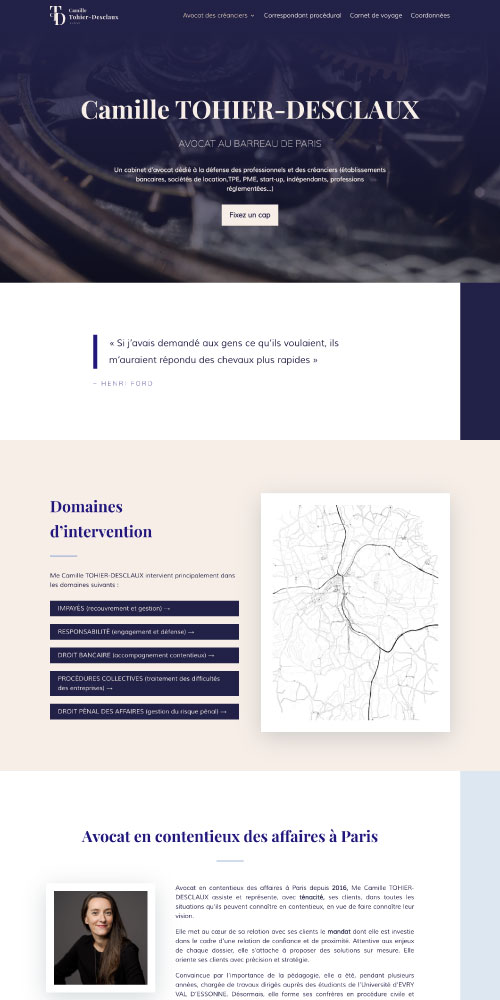 Aperçu du site web de Camille Tohiers-Desclaux, avocate