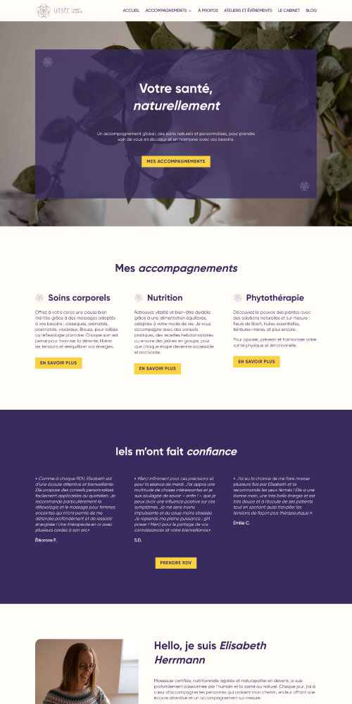 Aperçu du site internet Litsée Santé, massage et naturopathie